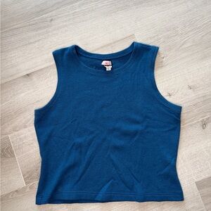 Anni Kuan 100% Cashmere Crop Tank Top Teal Sz L